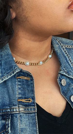 Rebecca Minkoff Pave Station Chain Necklace