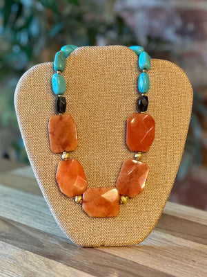 Earth Rocks Orange Magnesite Statement Necklace
