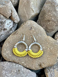 Yellow Wrapped Leather Drop Earrings