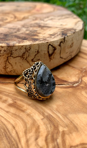 Labradorite and Bronze Ring Size 7