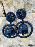 Sachin & Babi Palmer Navy Hoop Beaded Earrings