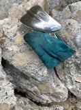 Robert Lee Morris Soho Silver & Patina Leaf Bypass Hinged Bangle Bracelet