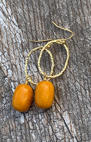 Honey Jade Forward Facing Hoop Earrings