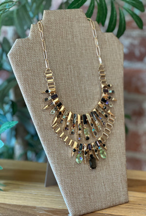 Aztec Themed Pointed Multi-Stone Layered Necklace