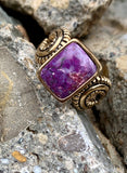 Barse Studded Purple Turquoise Bronze Ring Size 8