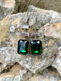 Vince Camuto Dark Emerald Crystal Baguette & Cubic Zirconia Drop Earrings