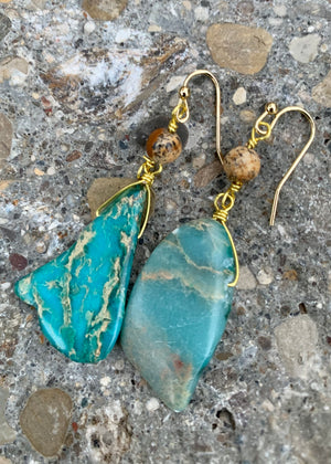 Barse Bronze & Jasper Slab Earrings