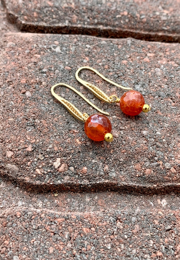 Orange Spiny Oyster Bead Drop Earrings