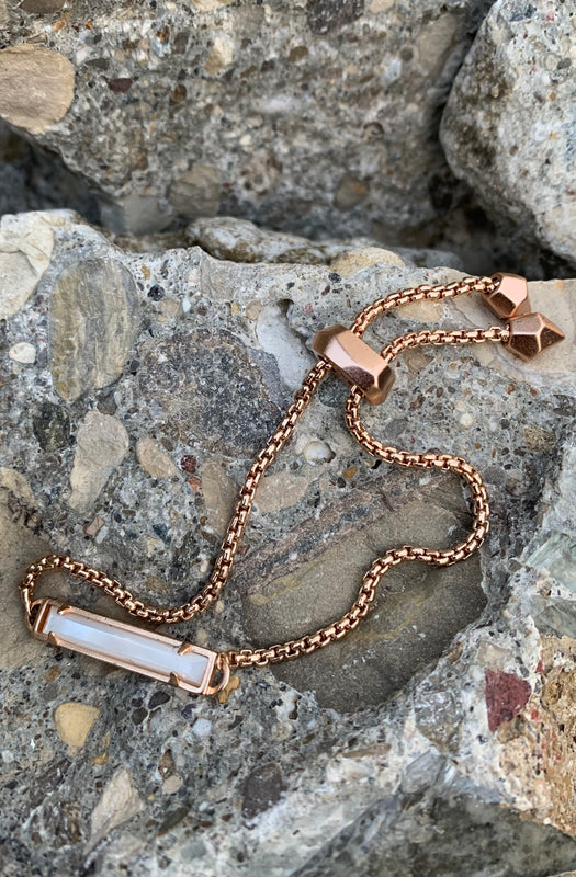 Kendra Scott "Stan" Rose Gold Mother of Pearl Chain Bracelet
