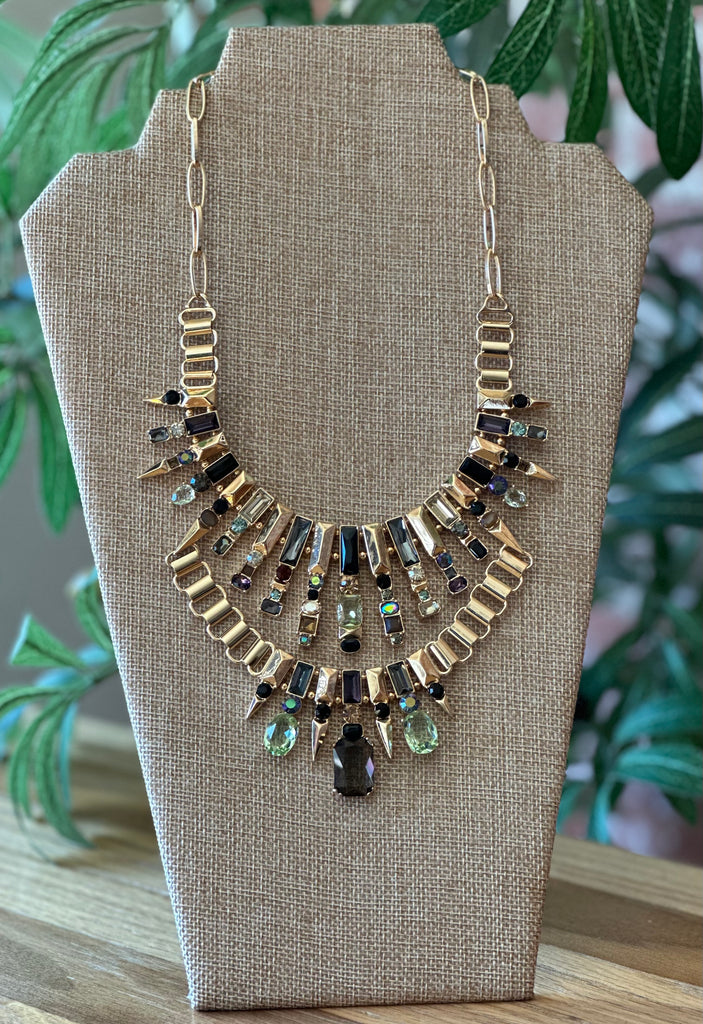 Aztec Themed Pointed Multi-Stone Layered Necklace