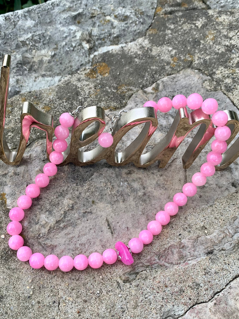 "Pretty in Pink" Jade & Natural Stone Choker Necklace