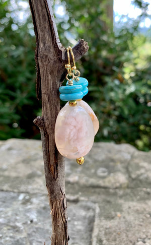 Hanging Jasper & Turquoise Magnesite Drop Earrings