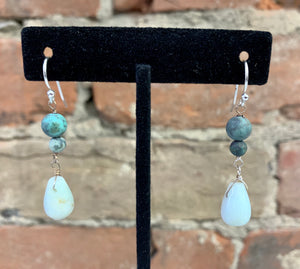 Teardrop Mixed Totem Multi-Stone Sterling Silver Earrings