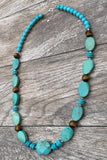 Turquoise Magnesite, Agate & Sterling Silver Statement Necklace