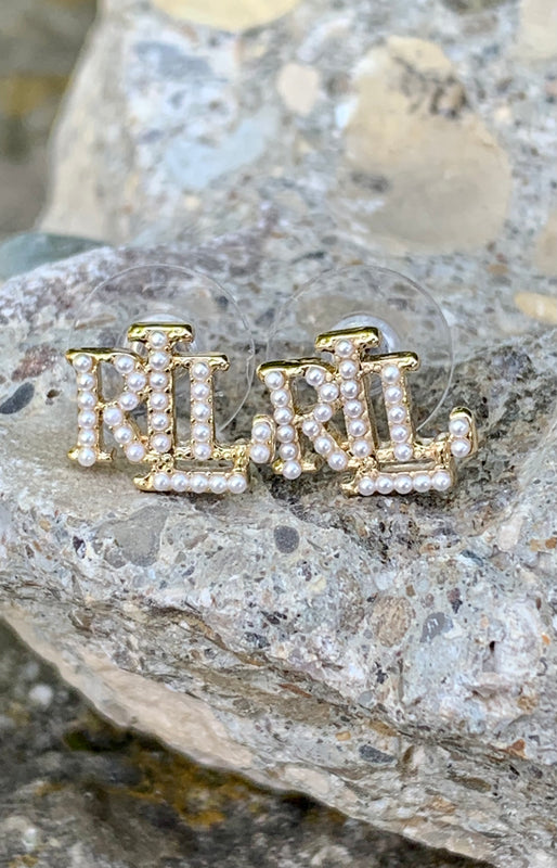 Lauren Ralph Lauren LRL Monogram Pearl Earrings