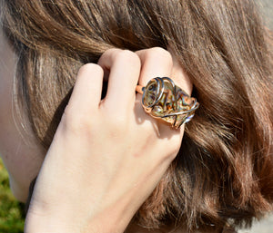 Robert Lee Morris Soho Wire Wrapped Abalone Stone Ring Size 7.5