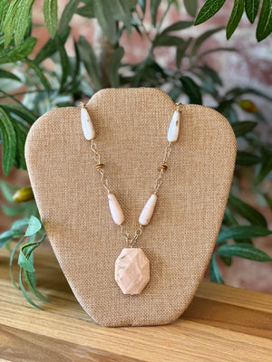 Bronze and Pink Opal Pendant Necklace