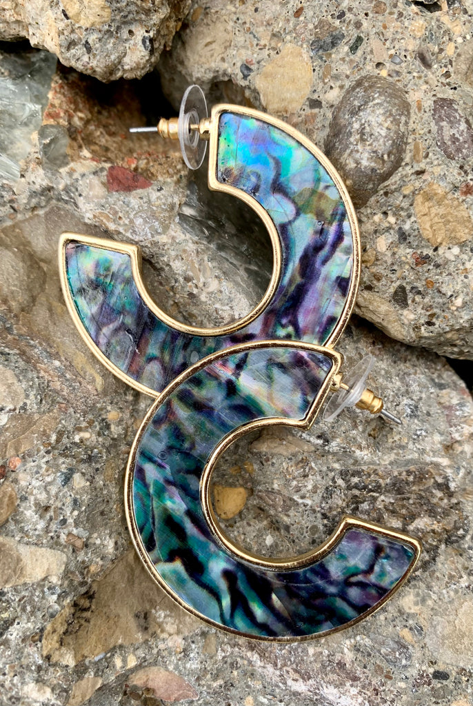 Abalone & Bronze Hoop Earrings