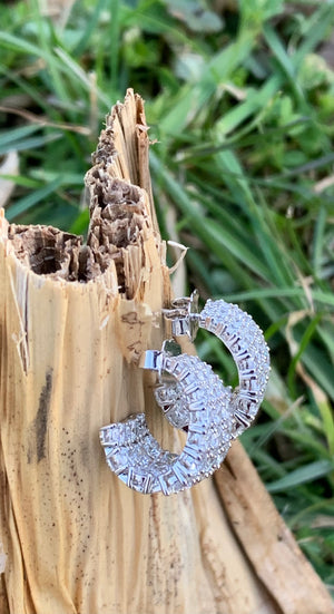 Nadri Frost Over Cage Small Hoop Earrings