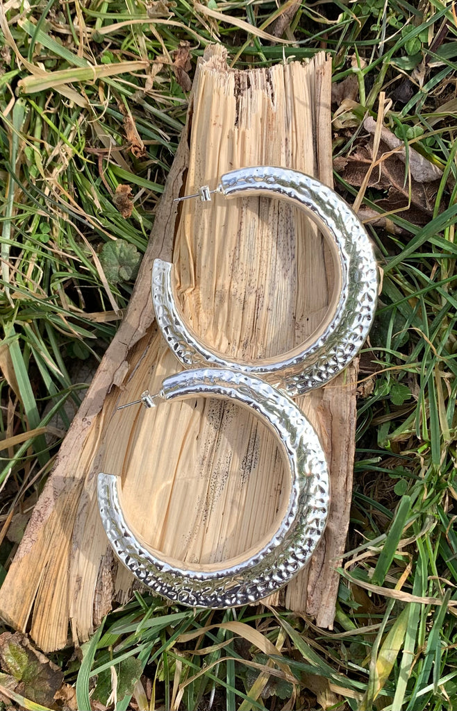 Silver Metallic Hoop Earrings