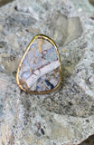 Opal & Bronze Shell Abstract Matrix Gemstone Ring Size 7