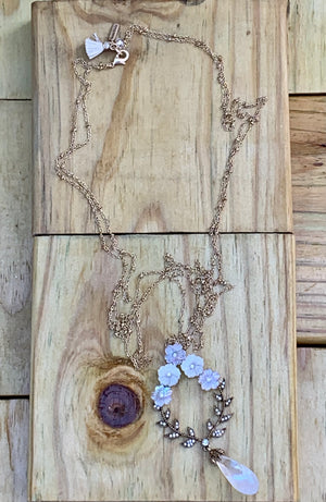 lonna & lilly Gold-Tone Flower Stone Drop Pendant Necklace
