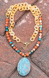 Spiny Oyster, Resin & Jasper Pendant Necklace