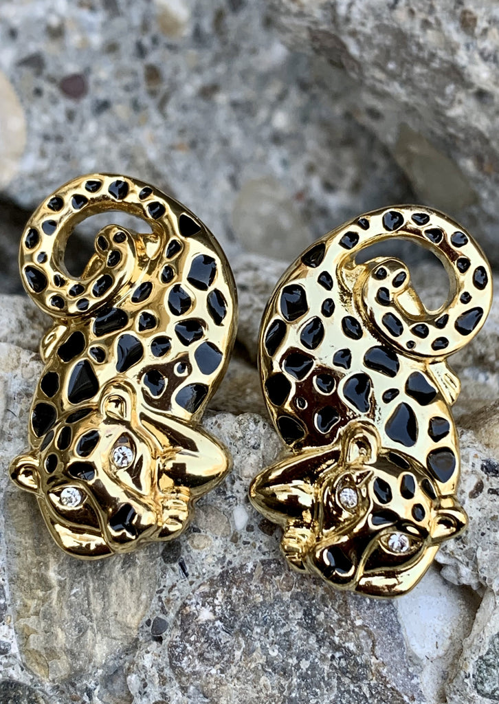 Lilly Pulitzer Cheetah Gold-Toned Leopard Cat Stud Earrings
