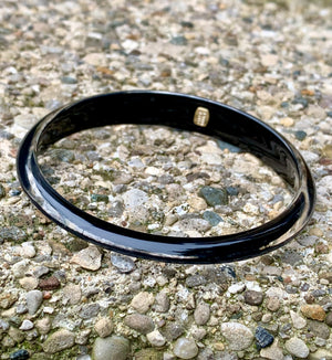 Alexis Bittar "Lucite" Charcoal Grey Skinny Tapered Bangle Bracelet