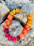 Barse Multi-Color Bamboo Coral & Quartz Bracelet