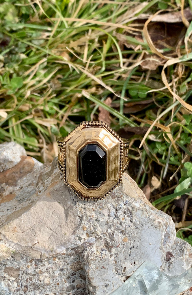 Black Onyx & Bronze Hall of Fame Ring Size 9