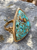 Turquoise and Bronze Ring Size 8