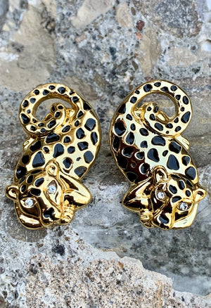 Lilly Pulitzer Cheetah Gold-Toned Leopard Cat Stud Earrings