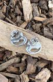 UNODE50 Bezel Set Crystal Hojas Leaves Stud Earrings