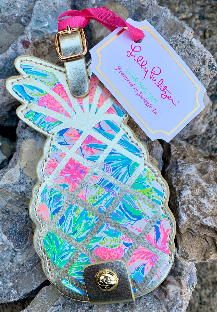 Lilly Pulitzer Leatherette Luggage Tag Swizzle In Pineapple
