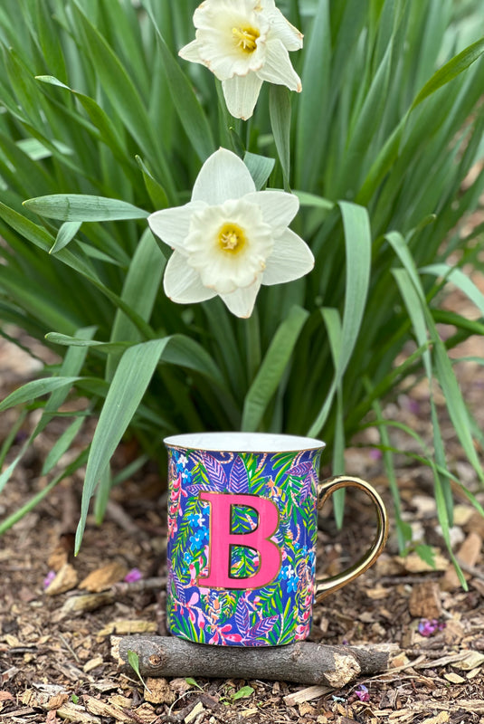 Coming in Hot Lilly Pulitzer Initial "B" Ceramic Coffee Mug