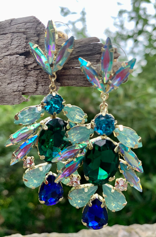 Sienna Floral Statement Crystal Drop Earrings