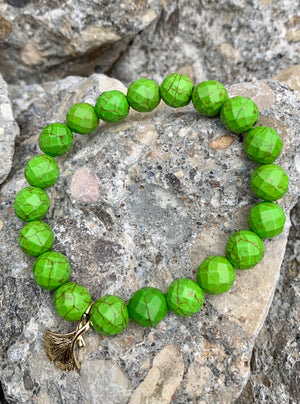 Gingko Green Dyed Magnesite & Bronze Bracelet