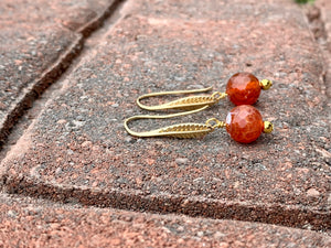 Orange Spiny Oyster Bead Drop Earrings