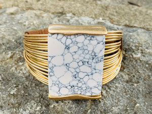 Robert Lee Morris Soho Geometric Multi-Row Stone Wire Cuff Bracelet