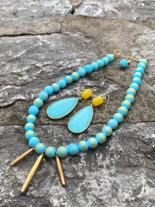 "Spike it to Me" Jade & Brass Spike Choker Necklace