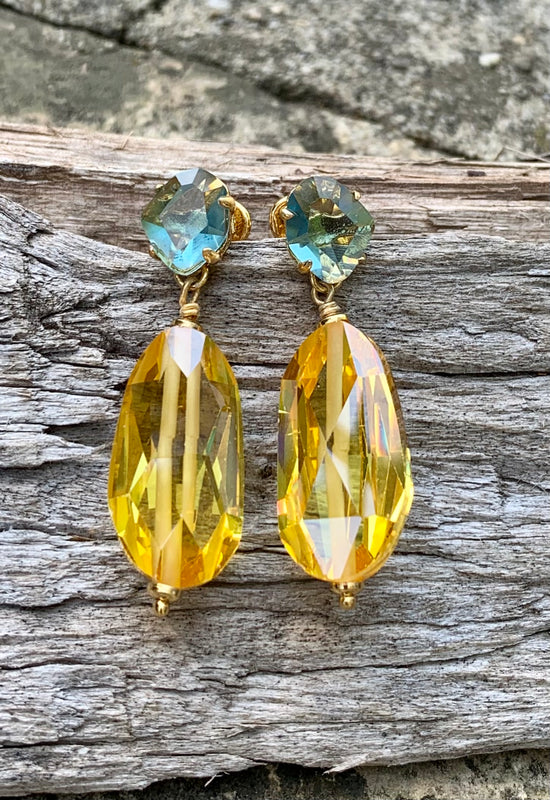 Treasure Trove Yellow Crystal Teardrop Earrings