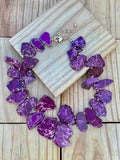 Barse Purple Jasper Slabs & Bronze Statement Necklace