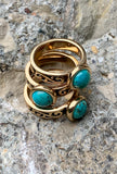 Round Turquoise & Bronze Triple Stack Rings