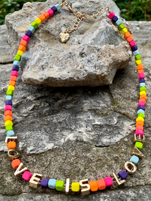 Pink Rainbow Heart Beaded Necklace | Urban Outfitters Singapore Official  Site