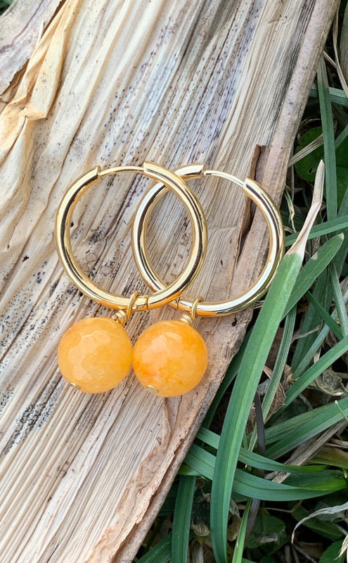Gold & Quartz Hoop Earrings