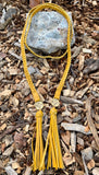 Patricia Nash Cara Distressed Yellow Leather Lariat Braided Necklace