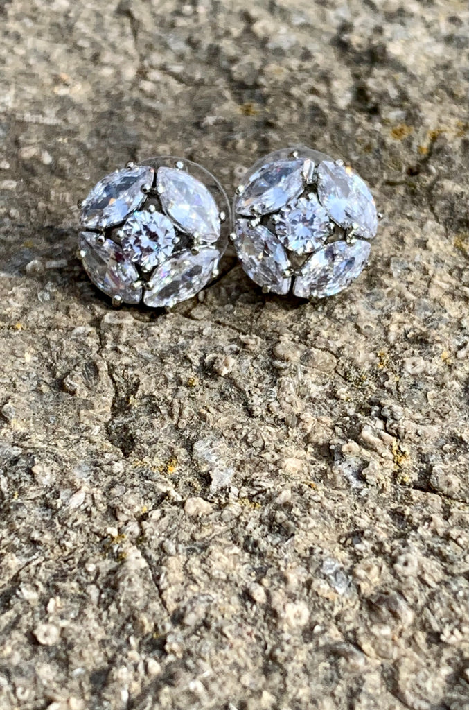 Marquise CZ Cluster Stud Earrings