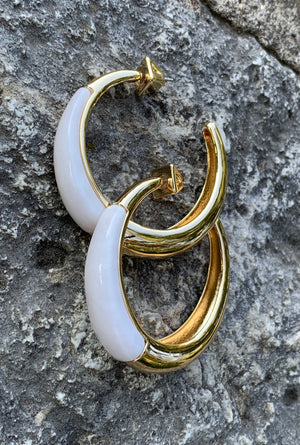 Thorns & Horns Semi-Precious Stone and Gold Hoop Earrings