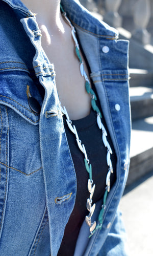 Robert Lee Morris Soho Silver & Patina Long Torsade Leaf Strand Necklace